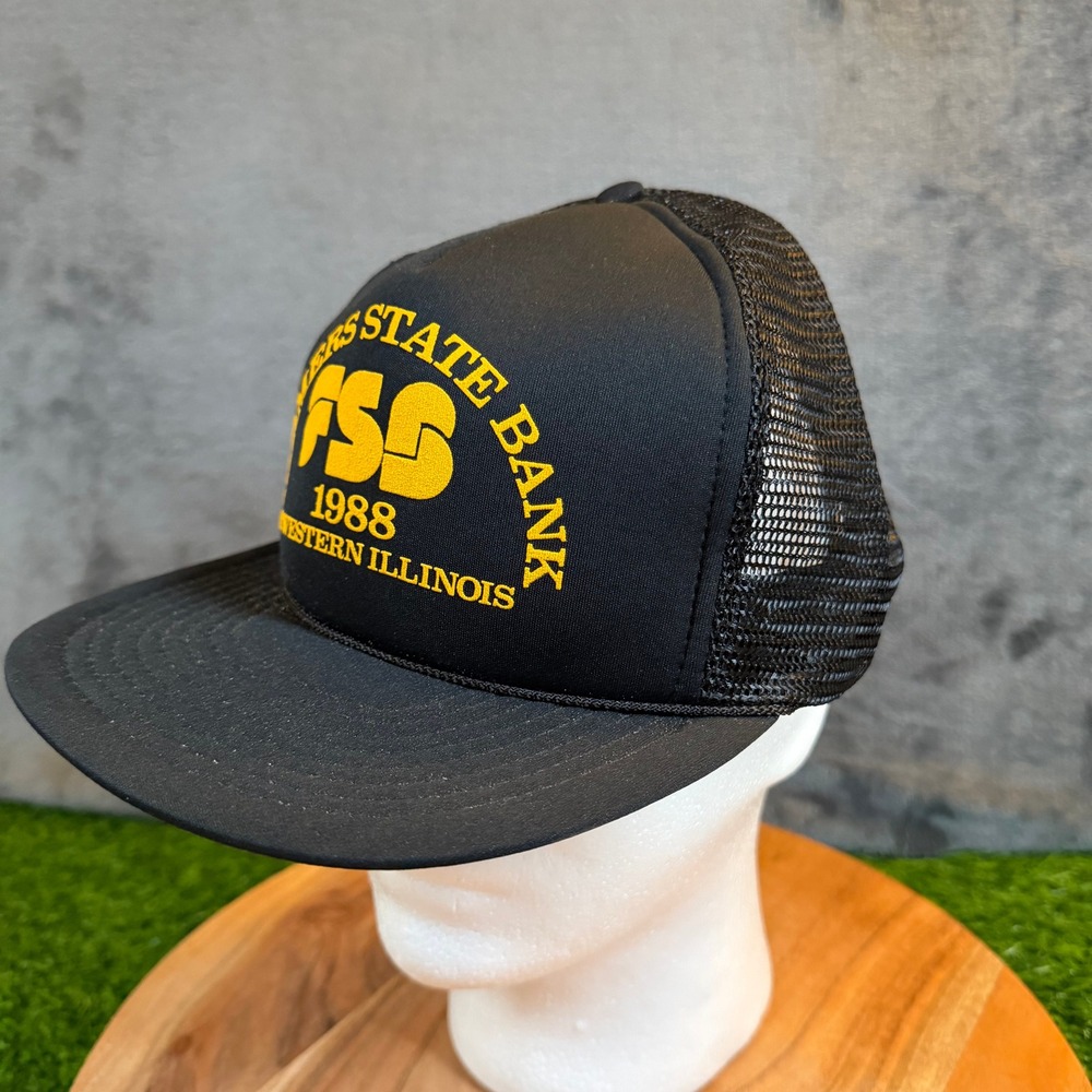 Winner Farmers State Bank Trucker Hat Mens One Size Black Mesh Snapback